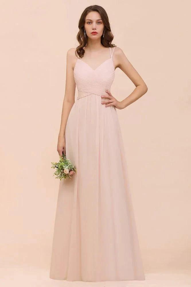 Dusty Pink Sleeveless A-line Wedding Guest Dress Beach Bridesmaid Dress by misshow.com