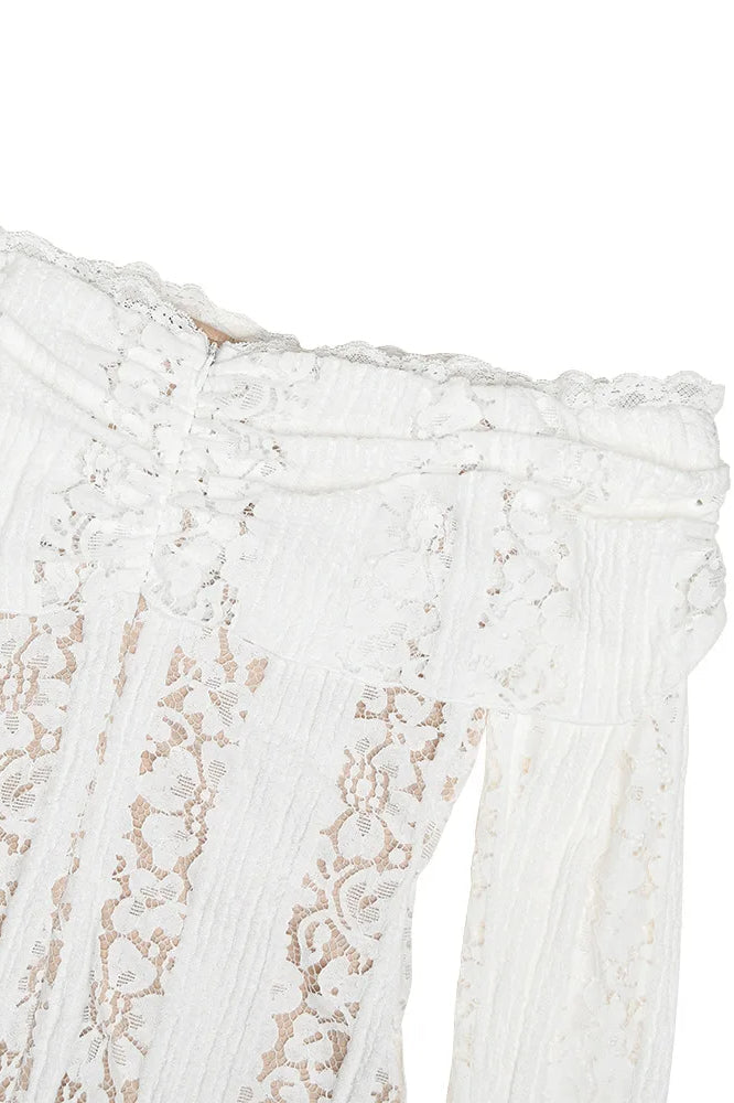 Off Shoulder Lace Relaxed Dress for Comfort Fit Design Boutique Fashion Style
