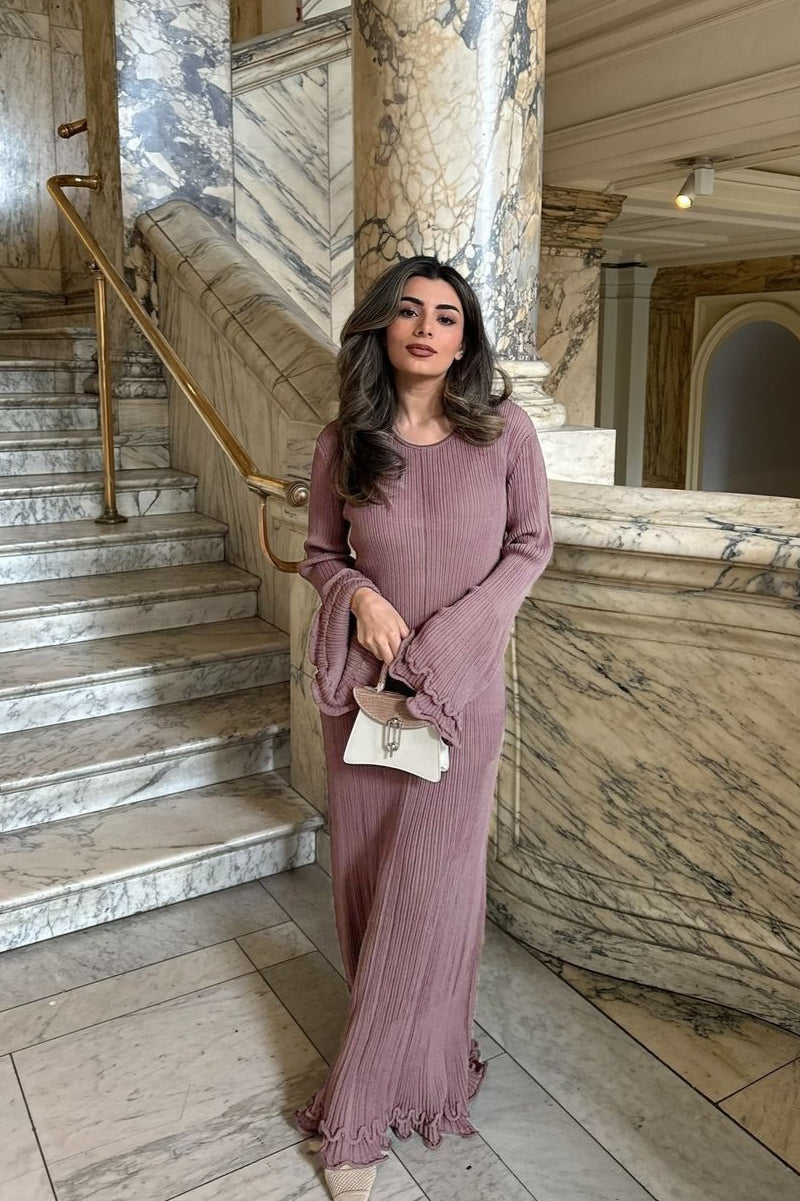 Ruffled Long Sleeve Bodycon Maxi Dress - View 5 | VelvetHem
