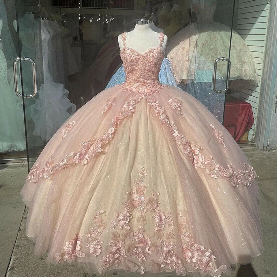 Elegant Tulle Appliques Ball Gown Sweet 16 Dress Y397