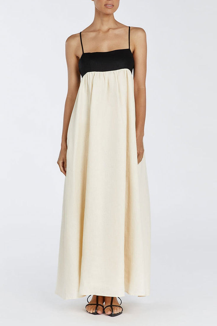 Casual Splice Linen Maxi Vacation Dress