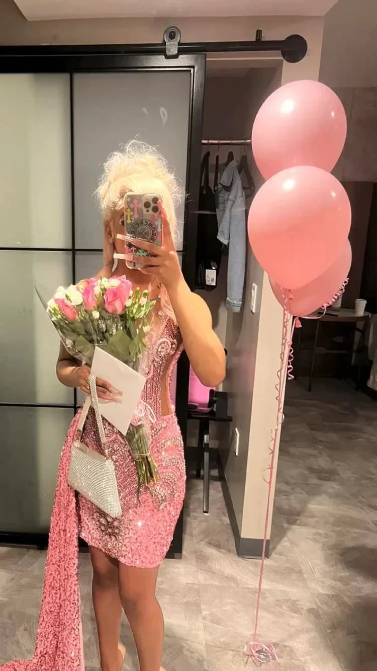 Pink Birthday Outfit Dress Sexy Pink Homecoming Dress (ZD12379)