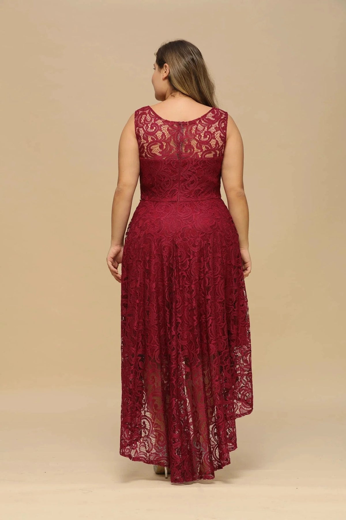Elegant A-Line Scoop Sleeveless Lace Bridesmaid Dress (ZD12861)