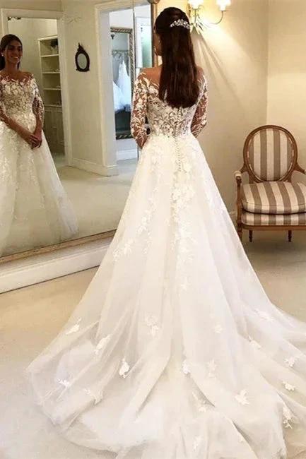 Elegant A Line Wedding Dresses With Sleeves Wedding dresses with lace (ZD16606)