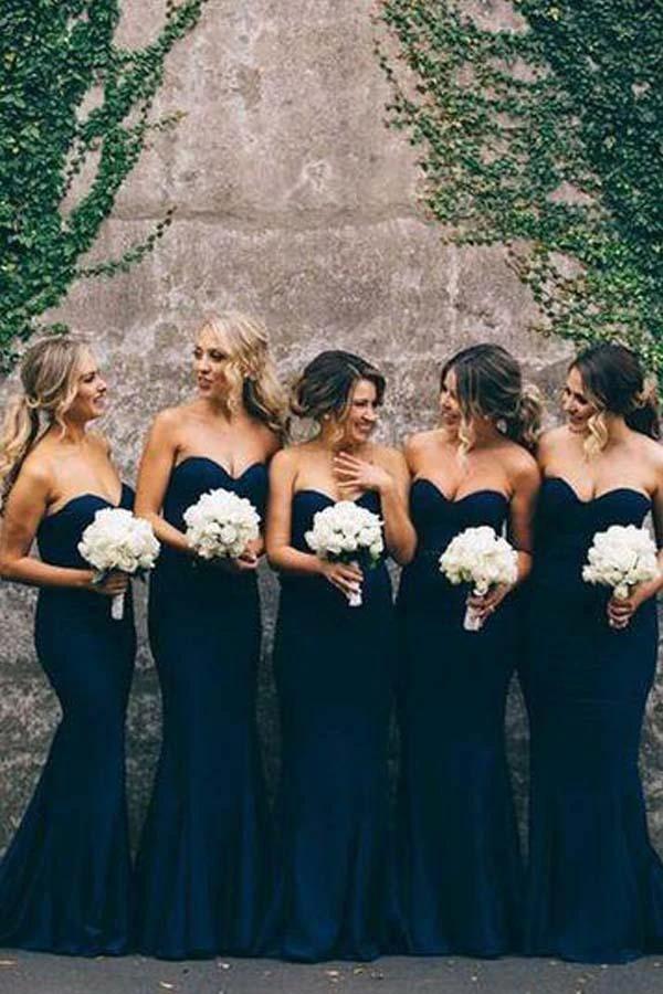 Elegant Sweet Heart Navy Mermaid Long Bridesmaid Dresses (ZD13212) - VelvetHem
