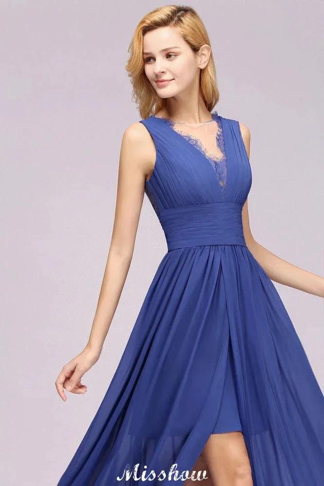 Elegant Chiffon Lace Jewel Sleeveless Floor-Length A-Line Ruffles Bridesmaid Dress (ZD12935)