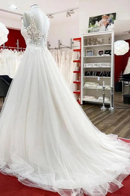 Elegant Long A-line Princess Tulle Sweetheart Ruffles Wedding Dress (ZD15272)