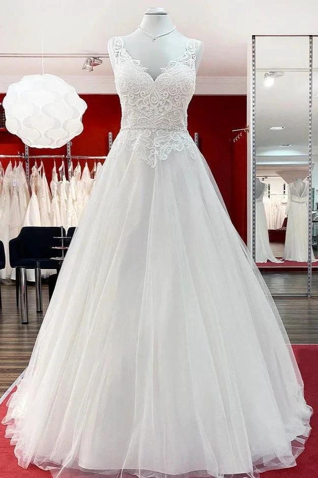 Elegant Long A-line Princess Tulle Sweetheart Ruffles Wedding Dress (ZD15272)