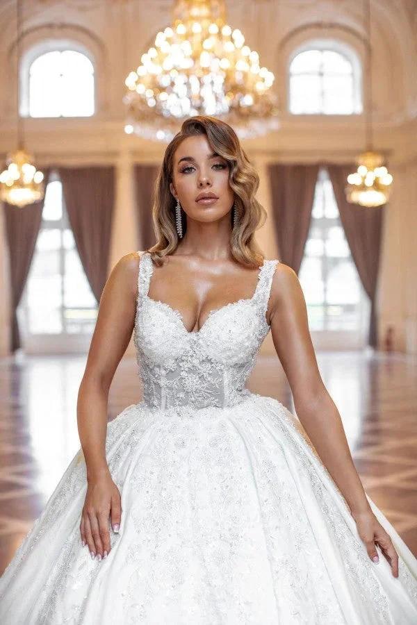 Elegant Long Princess A-line Sleeveless Wedding Dresses With Lace (ZD14839)