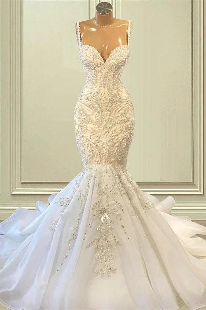 Elegant Sleeveless Sweetheart Lace Mermaid Wedding Dress (ZD16429) - VelvetHem