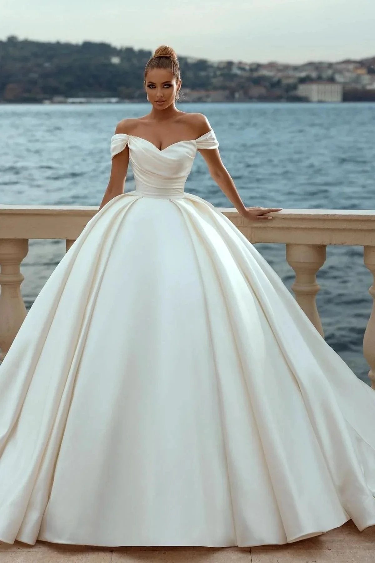 Elegant Sweetheart Off-the-shoulder Wedding Dresses Sweep Train (ZD16408) - VelvetHem
