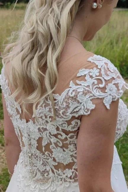 Elegant Wedding Dresses Long Tulle | Wedding dresses with lace (ZD14666)