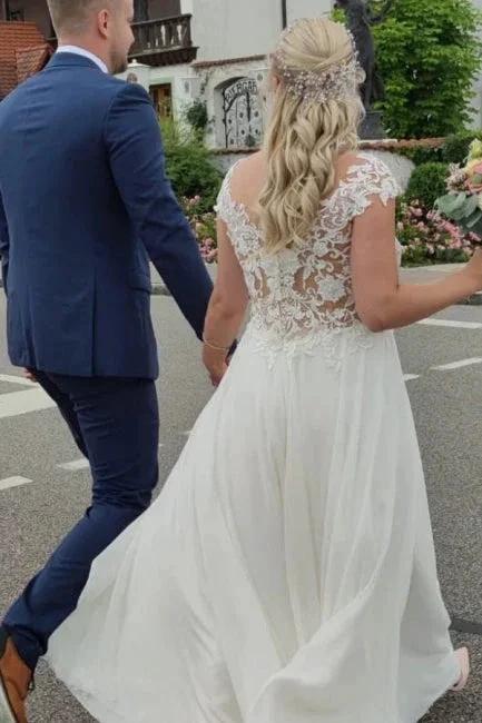 Elegant Wedding Dresses Long Tulle | Wedding dresses with lace (ZD14666)