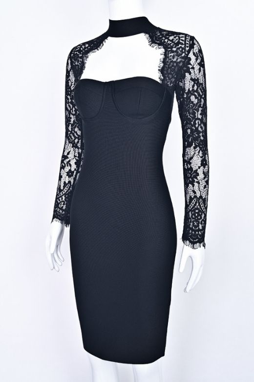 Elia Long Sleeve Bandage Dress - Classic Black