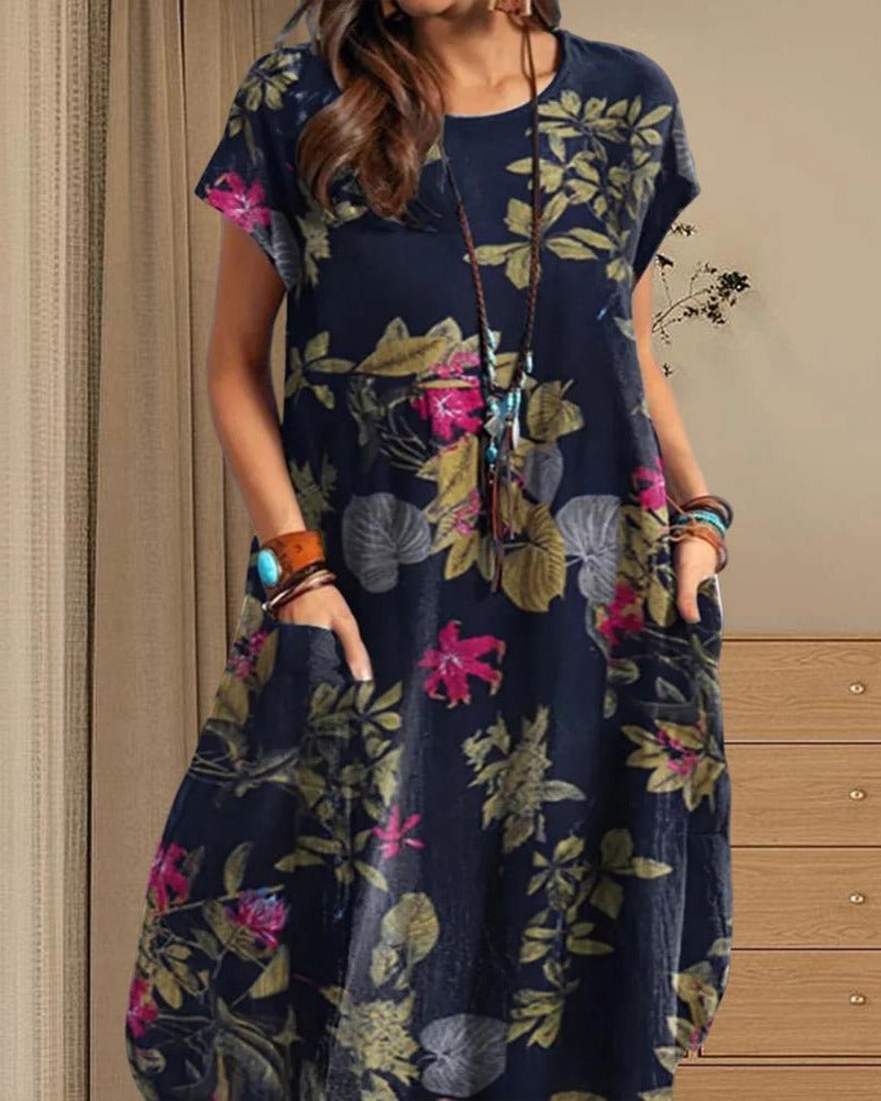 Helena Comfortable Retro Floral Vintage Dress for Women Casual Daywear