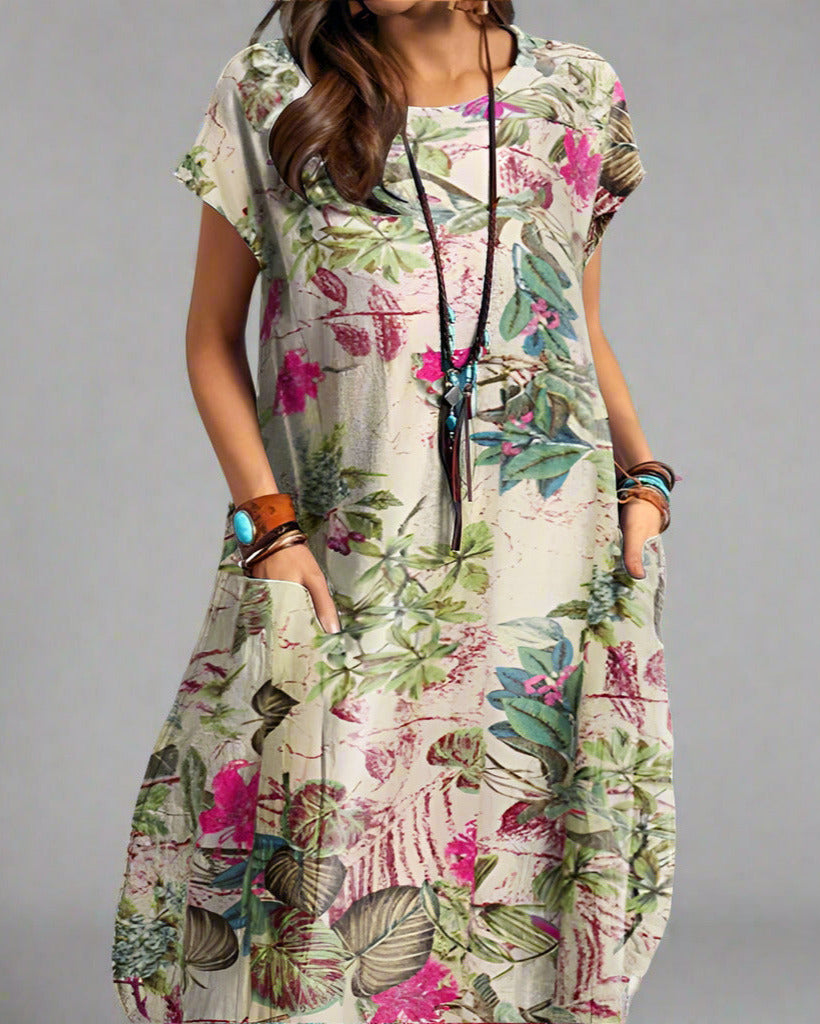 Helena Comfortable Retro Floral Vintage Dress for Women Casual Daywear