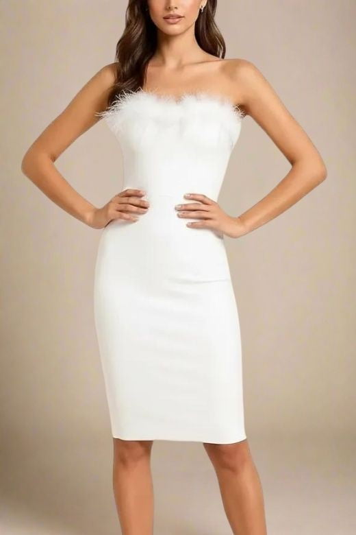 Erin Bandage Dress - White Pearl