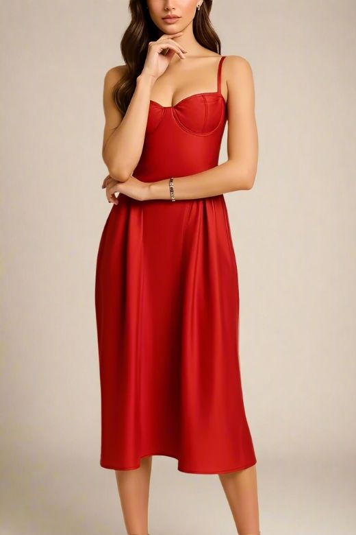 Everly Midi Dress - Lipstick Red