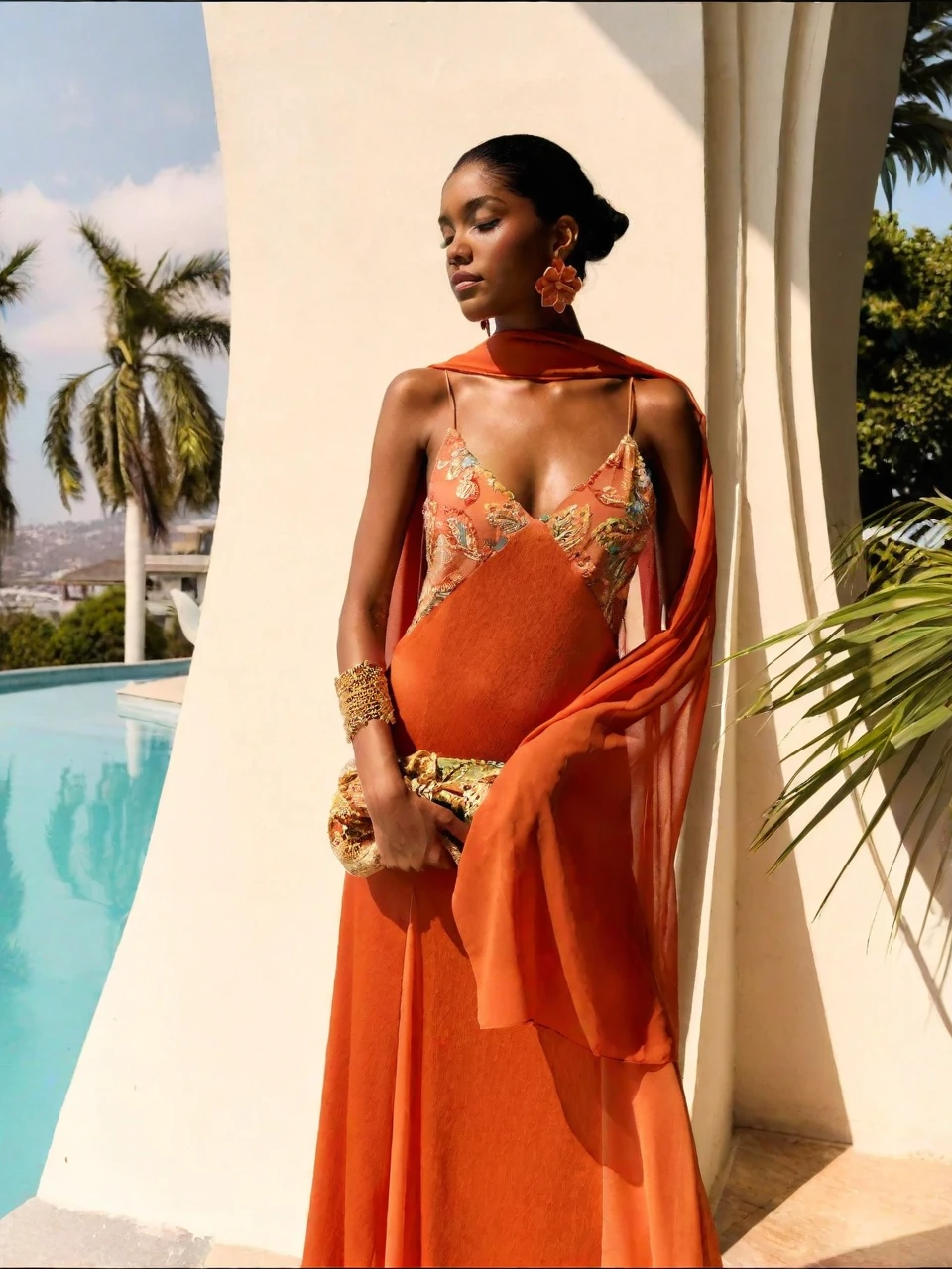 The Beaded Orange Slip Dress