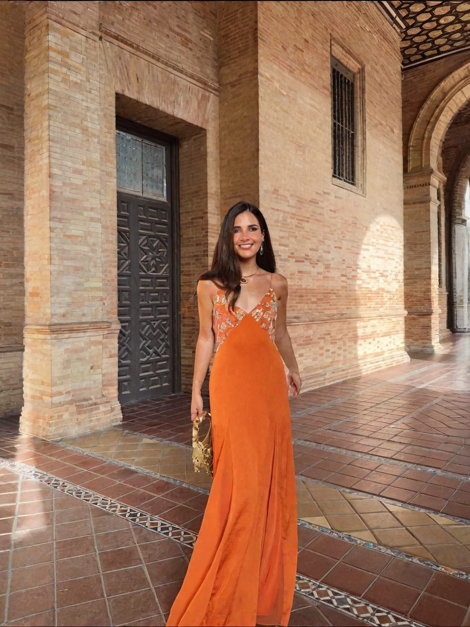 The Beaded Orange Slip Dress