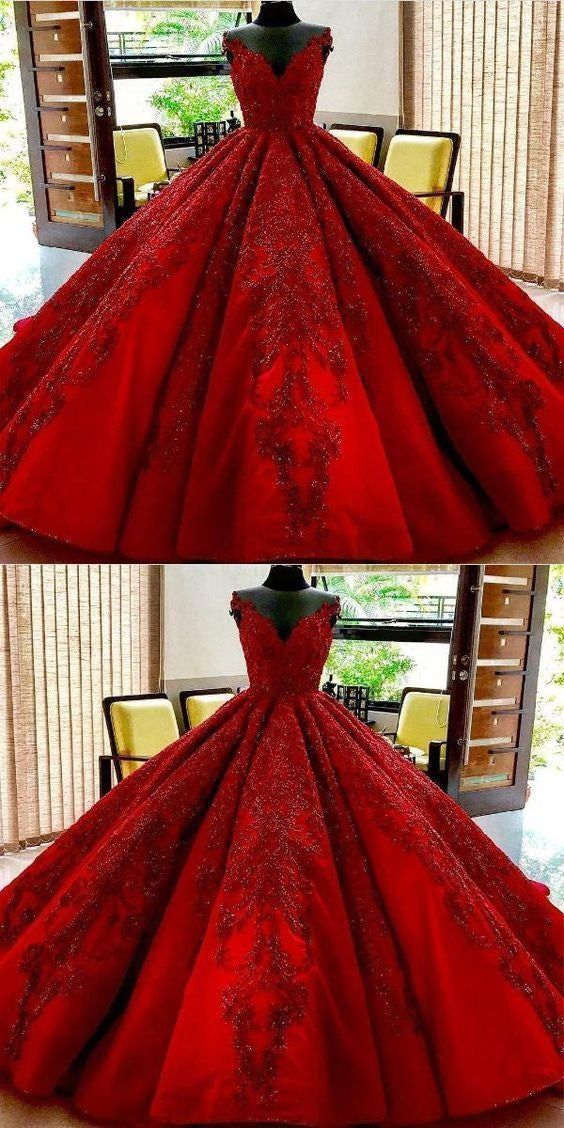 A-line Lace Embroidery Ball Gown Luxurious Ball Gown - VelvetHem
