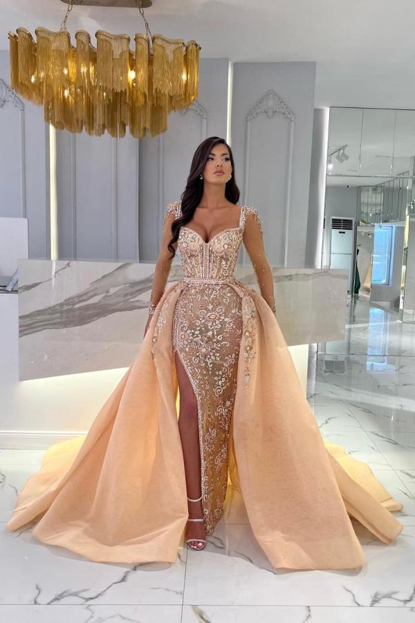 Straps Sweetheart Mermaid Evening Dress Overskirt With Lace