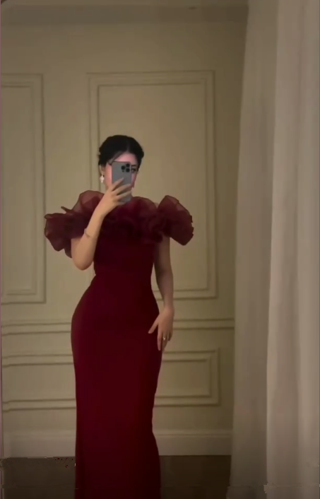 Burgundy Off The Shoulder Sheath Sexy Evening Dress Long Prom Party Dress - VelvetHem