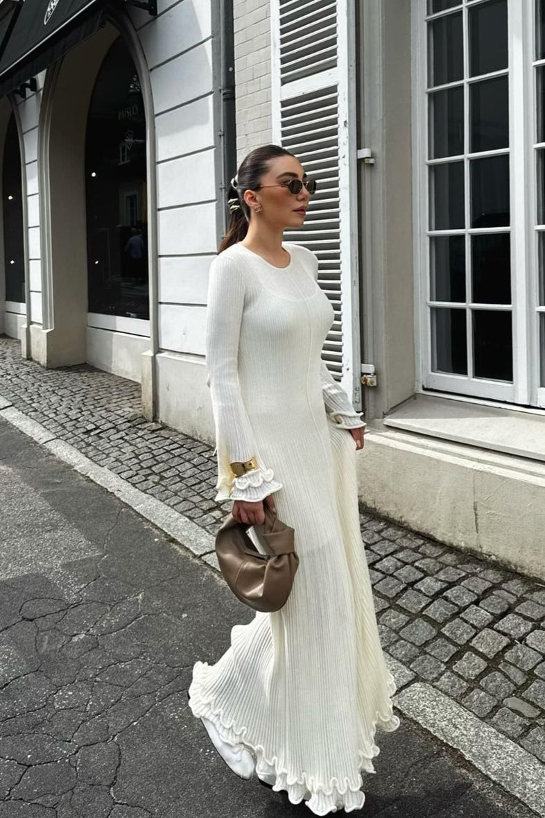 Ruffled Long Sleeve Bodycon Maxi Dress - View 2 | VelvetHem