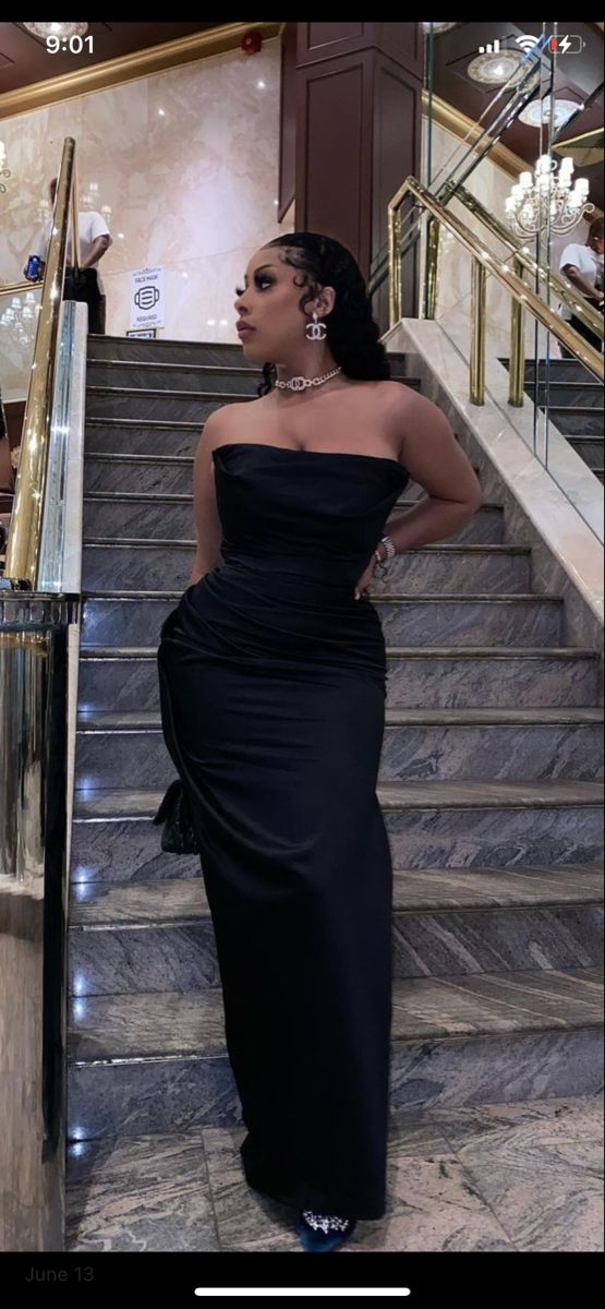 Strapless Black Long Evening Dress Classic Black Evening Gown Y475 - VelvetHem