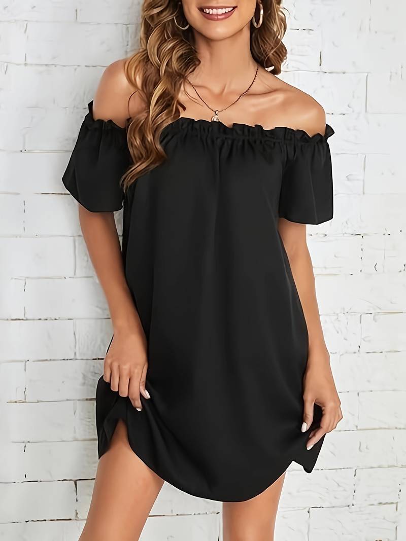 Hayden Exclusive Off the Shoulder Short Sleeved Mini Dress Premium Wardrobe Essential