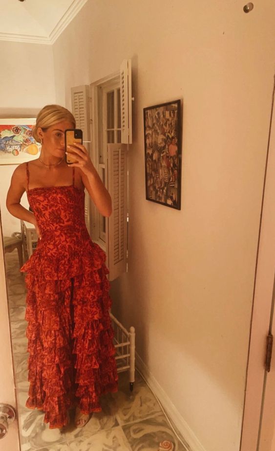 Popular Spaghetti Straps Floor Length Prom Dress New Fashion Tiered Evening Dress - VelvetHem
