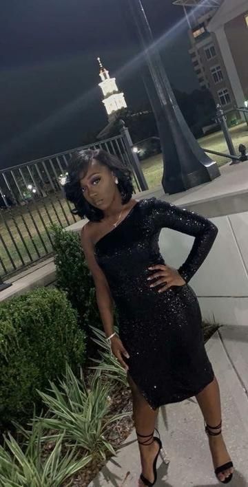 One Shoulder Black Short Homecoming Dresses - VelvetHem