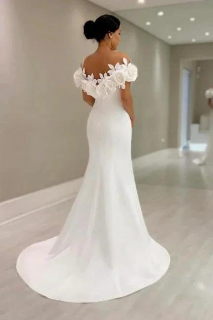 Fabulous Mermaid Satin Off-The-Shoulder Sleeveless White Wedding Dress (ZD16651)