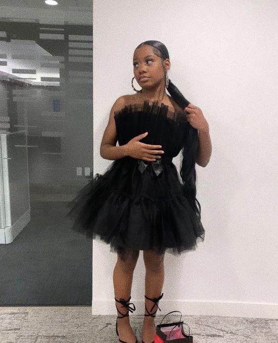 Women's Tulle Princess Mini Dress Ruffle Mesh Party Prom Wedding Tutu Fairy Dress Black Homecoming Dress (ZD12496) - VelvetHem