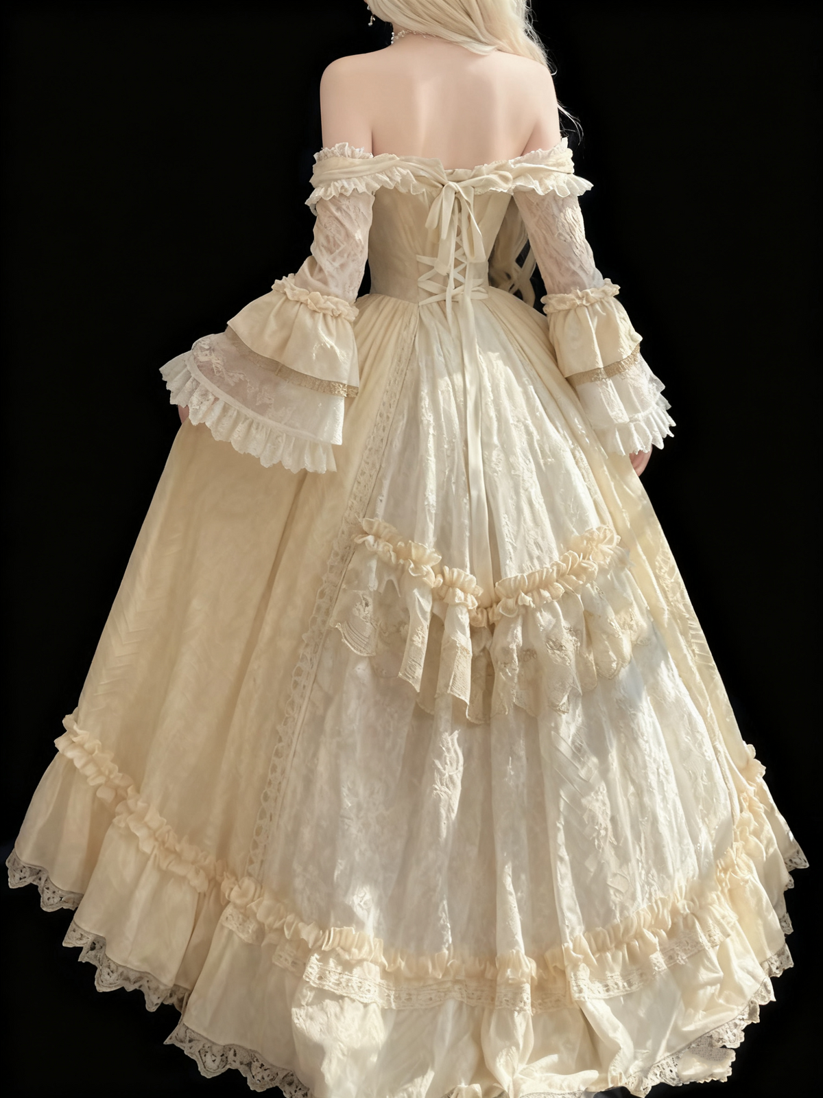 A Line Off Shoulder Ball Gown Wedding Dress Lace Princess Dress fg7293 - View 4 | VelvetHem