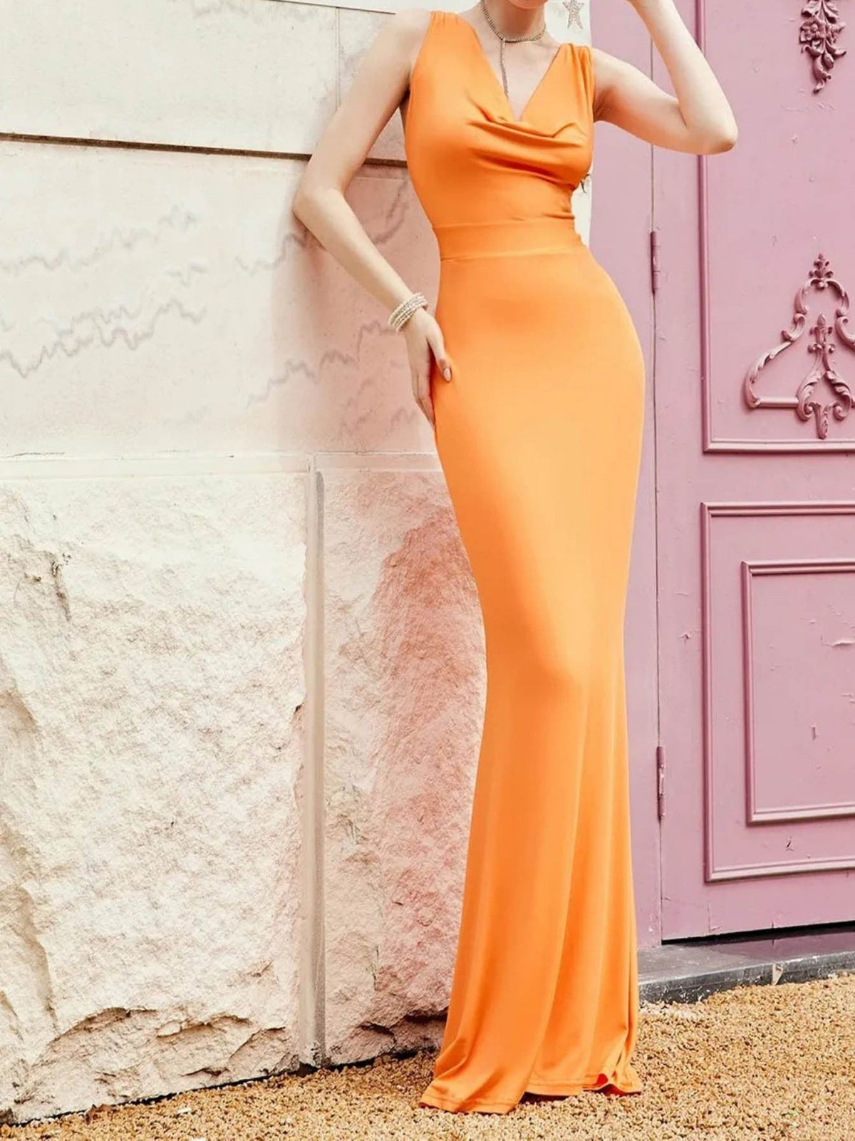 Women's Summer Sexy Slim Fit Cocktail Evening Dress with High Elasticity and Lace-Up Back