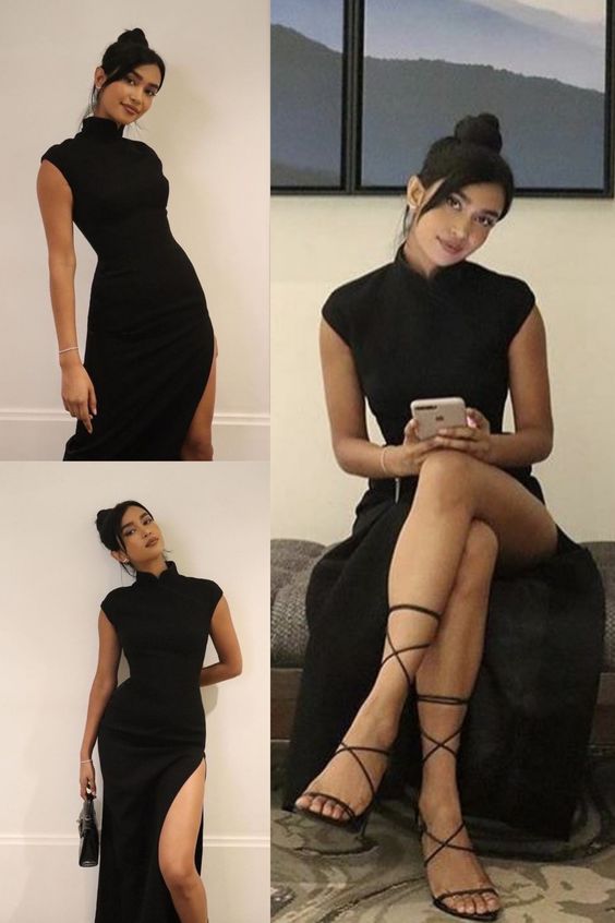 Black Simple Long Evening Dress Elegant Prom Dress - VelvetHem
