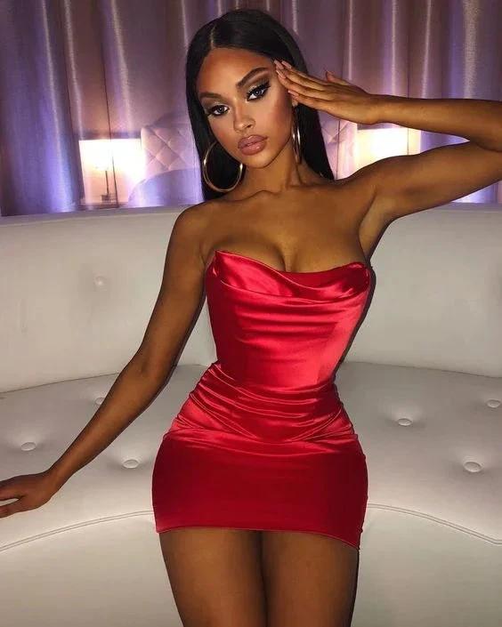 Stylish Sheath Strapless Red Short Homecoming Dress (ZD12615)