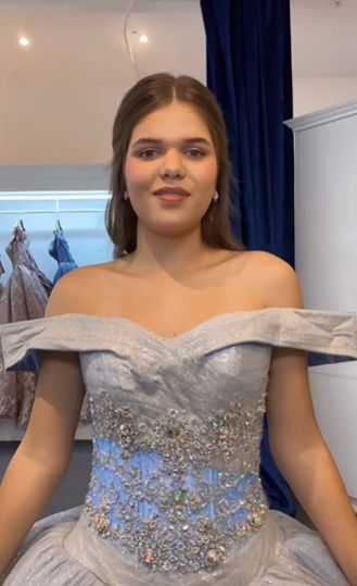 A Line Light Blue Off The Shoulder Quinceanera Dress Ball Gown fg6547 - View 4 | VelvetHem