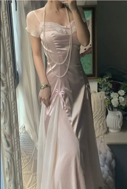 Baby pink vintage Evening Dresses fg6691 - View 3 | VelvetHem