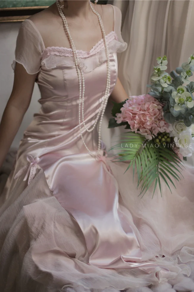 Baby pink vintage Evening Dresses fg6691 - View 5 | VelvetHem