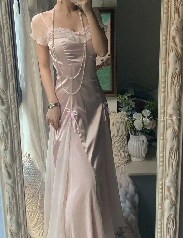 Baby pink vintage Evening Dresses fg6691 - View 6 | VelvetHem
