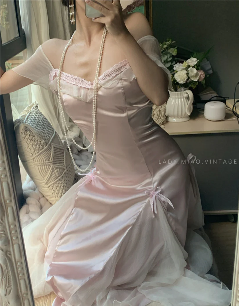 Baby pink vintage Evening Dresses fg6691 - View 8 | VelvetHem
