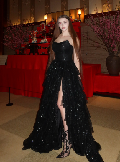 Multi-layer Shiny Elegant Dresses for Women,Luxury Party Dress,Black Prom Dress fg6756 - View 8 | VelvetHem