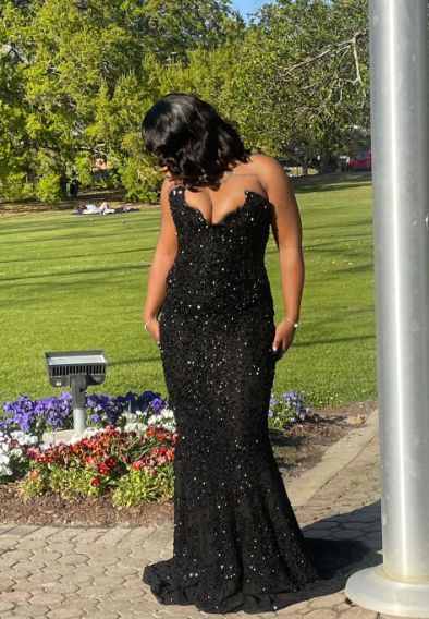Black Strapless Mermaid Long Prom Dress Evening Gown fg6763