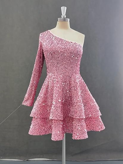 Pink Halter A-Line Sequins Short Party Dress Birthday Outfits fg7116 - View 4 | VelvetHem