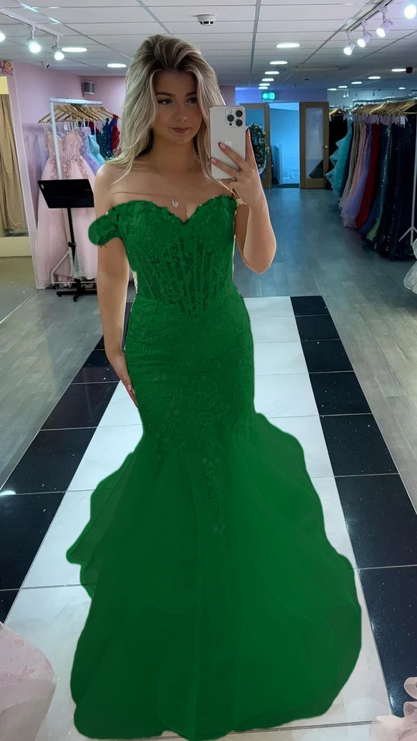 Yellow Mermaid Lace Evening Prom Dress, Long Party Formal Dresses fg7181 - View 6 | VelvetHem