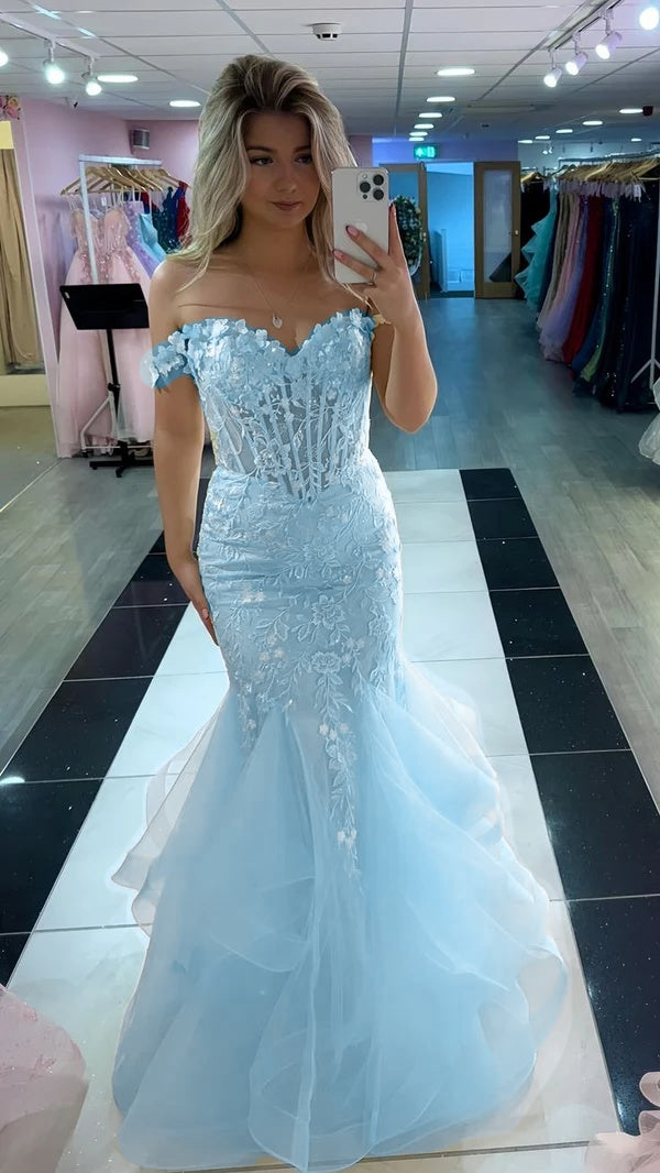 Yellow Mermaid Lace Evening Prom Dress, Long Party Formal Dresses fg7181 - View 8 | VelvetHem