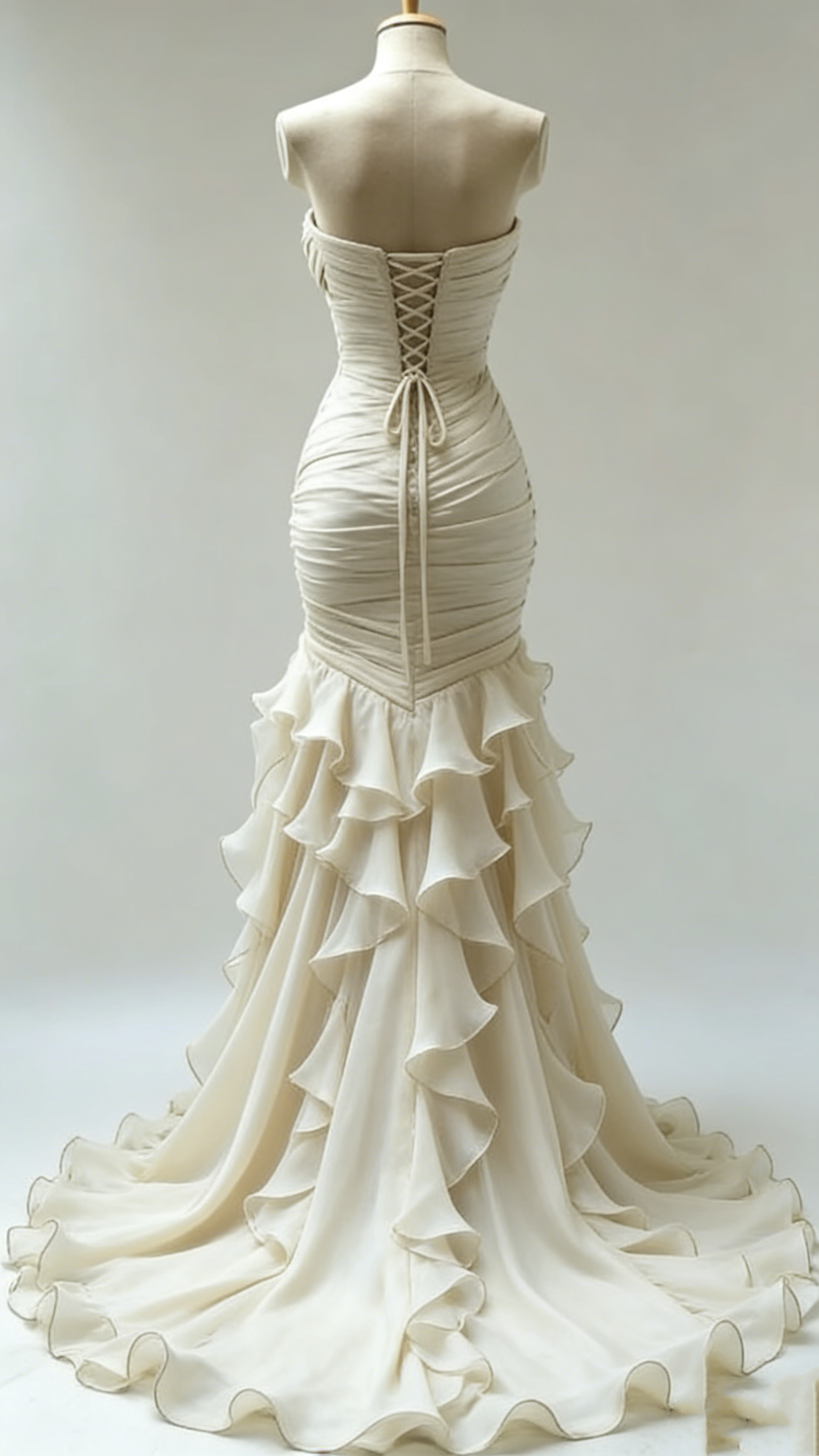Stunning Mermaid Long Ivory Wedding Dresses fg7300 - View 3 | VelvetHem