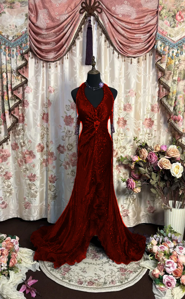 Grape Halter Prom Dresses Long Evening Party Dress fg7348 - View 3 | VelvetHem